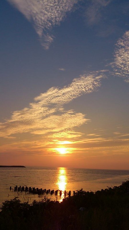 酒田市南堤防からの夕日